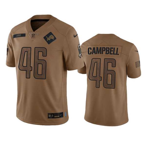 Men's Detroit Lions #46 Jack Campbell 2023 Brown Salute To Service Limited Football Stitched Jersey Dyin